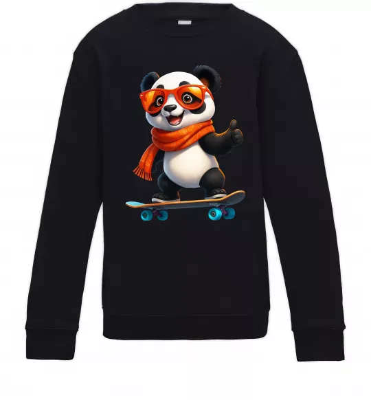 Дитячий світшот Панда на скейті Чорний фото