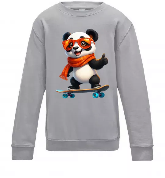 Дитячий світшот Панда на скейті Сірий меланж фото