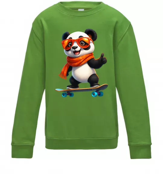 Дитячий світшот Панда на скейті Лаймовий фото