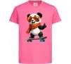 Дитяча футболка Панда на скейті Яскраво-рожевий фото