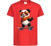 Дитяча футболка Панда на скейті Червоний фото