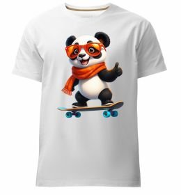 Мужская премиум футболка Панда на скейті