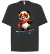 Футболка Оверсайз Панда на скейті Чорний фото