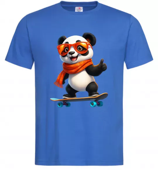 Чоловіча футболка Панда на скейті Яскраво-синій фото