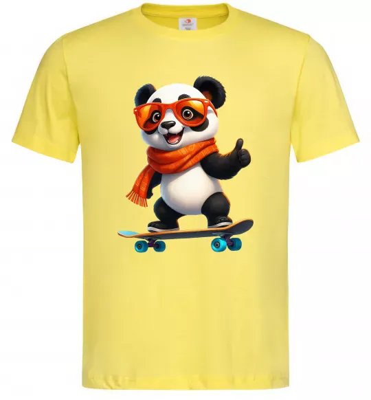 Чоловіча футболка Панда на скейті Лимонний фото