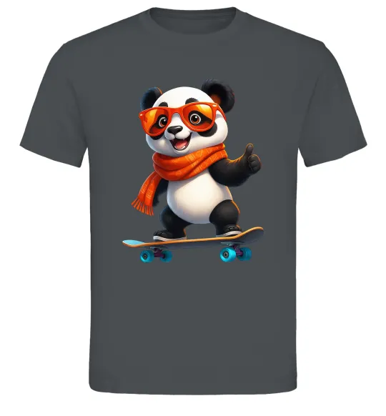 Чоловіча футболка Панда на скейті Графіт фото