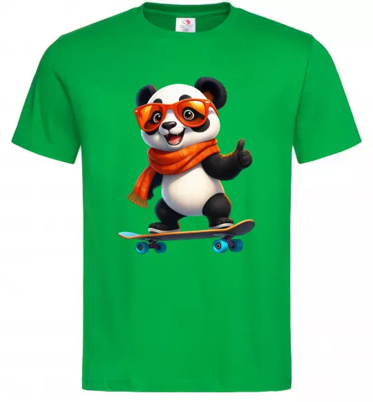 Чоловіча футболка Панда на скейті Зелений фото