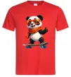 Чоловіча футболка Панда на скейті Червоний фото