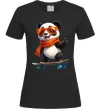 Женская футболка Панда на скейті Черный фото
