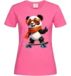 Женская футболка Панда на скейті Ярко-розовый фото