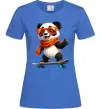 Женская футболка Панда на скейті Ярко-синий фото