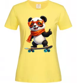 Женская футболка Панда на скейті Лимонный фото