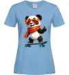 Женская футболка Панда на скейті Голубой фото