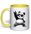 Чашка с цветной ручкой Панда рок Солнечно желтый фото