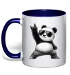 Чашка с цветной ручкой Панда рок Глубокий темно-синий фото