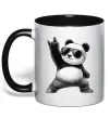 Чашка с цветной ручкой Панда рок Черный фото
