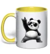 Чашка з кольоровою ручкою Панда рок Лимонний фото