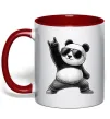Чашка с цветной ручкой Панда рок Красный фото