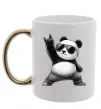 Чашка с цветной ручкой Панда рок Золото фото