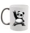 Чашка с цветной ручкой Панда рок Серебро фото