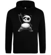 Женская толстовка (худи) Панда рок Черный фото