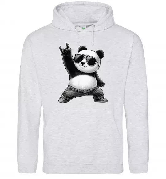 Женская толстовка (худи) Панда рок Серый меланж фото