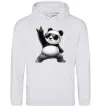 Женская толстовка (худи) Панда рок Серый меланж фото