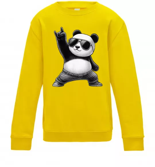 Детский Свитшот Панда рок Солнечно желтый фото