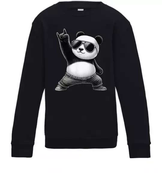 Детский Свитшот Панда рок Черный фото