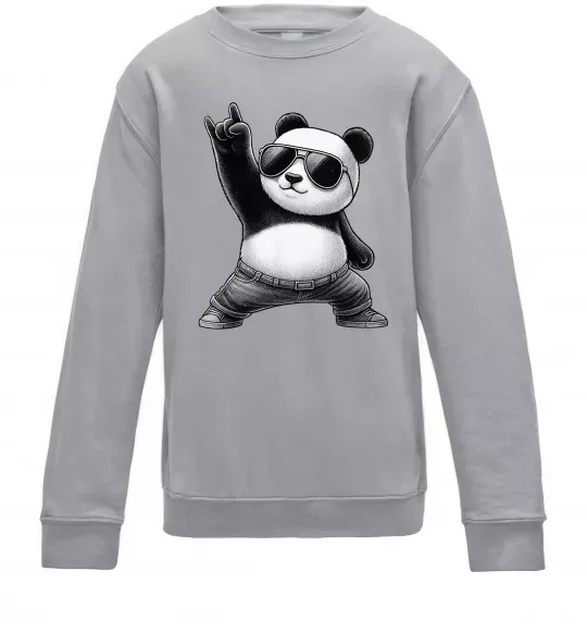 Детский Свитшот Панда рок Серый меланж фото