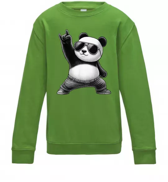 Детский Свитшот Панда рок Лаймовый фото