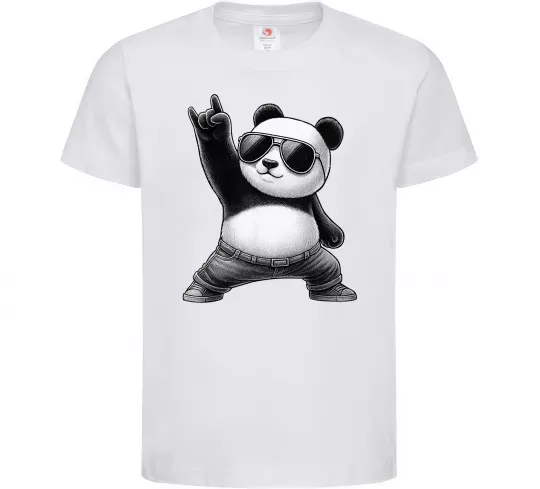 Детская футболка Панда рок Белый фото