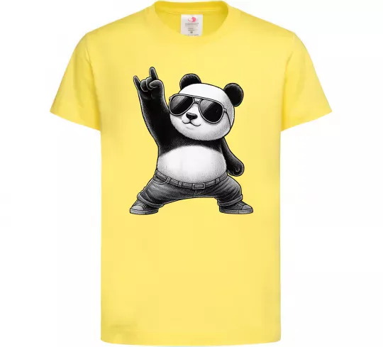 Детская футболка Панда рок Лимонный фото