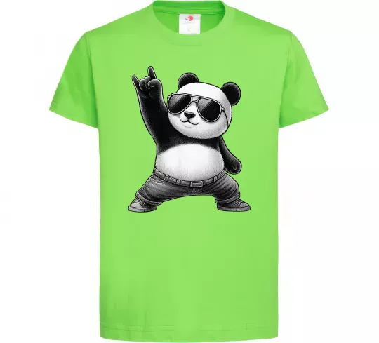 Детская футболка Панда рок Лаймовый фото