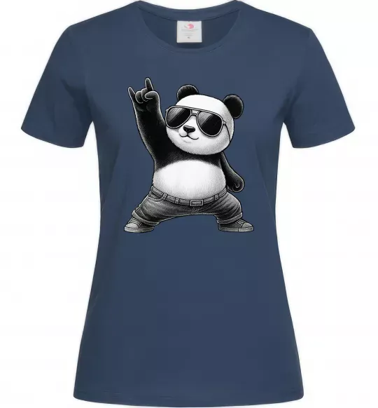 Женская футболка Панда рок Темно-синий фото