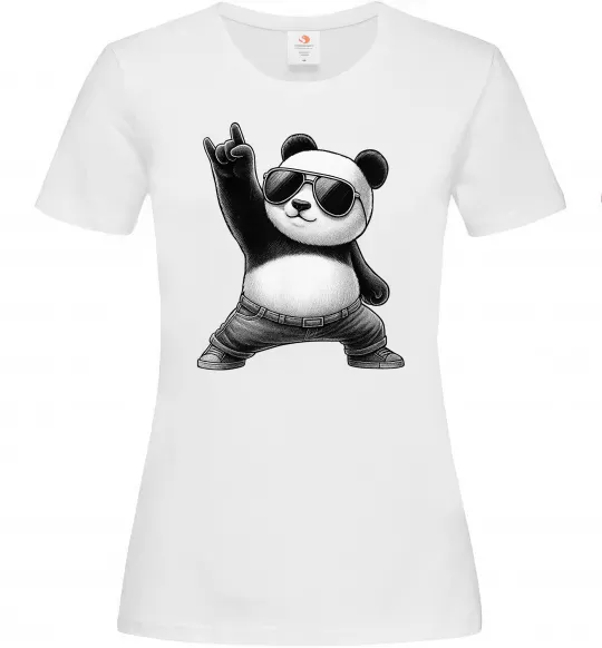 Женская футболка Панда рок Белый фото