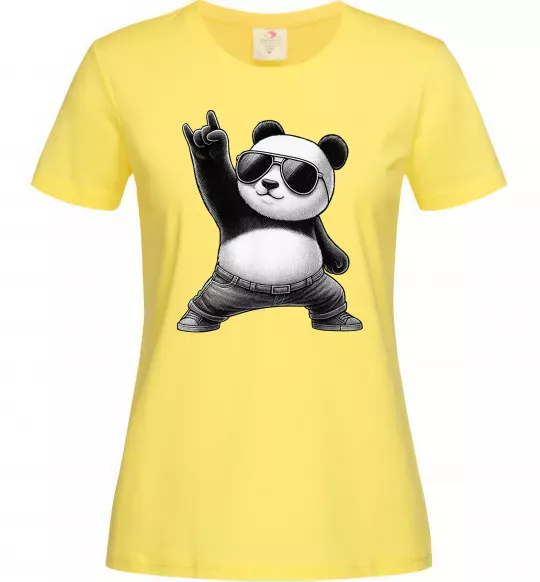 Женская футболка Панда рок Лимонный фото