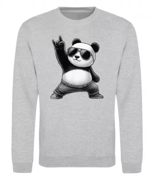 Свитшот Панда рок Серый меланж фото