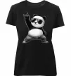 Женская премиум футболка Панда рок Черный фото
