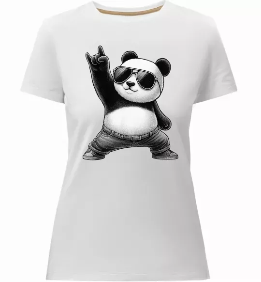 Женская премиум футболка Панда рок Белый фото