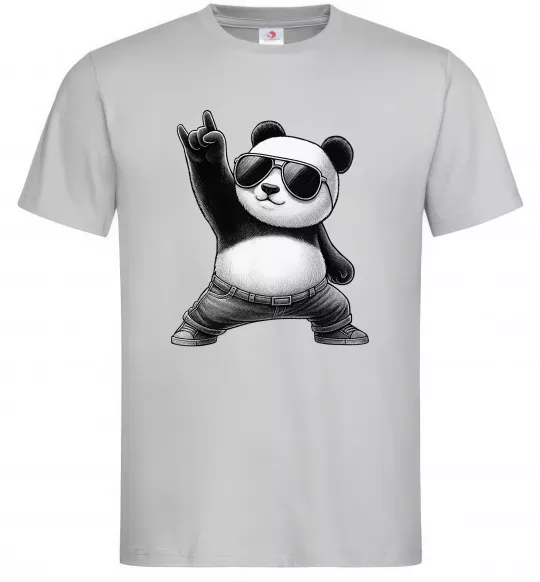 Чоловіча футболка Панда рок Сірий фото