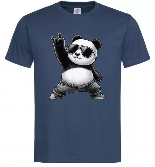 Чоловіча футболка Панда рок Темно-синій фото
