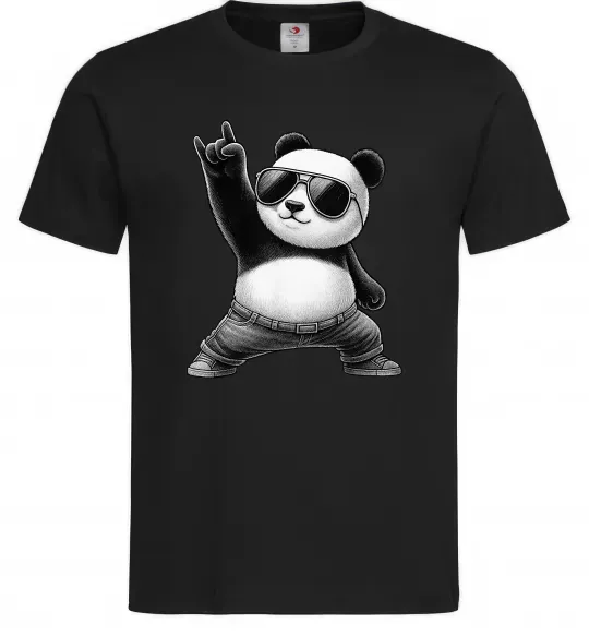 Чоловіча футболка Панда рок Чорний фото