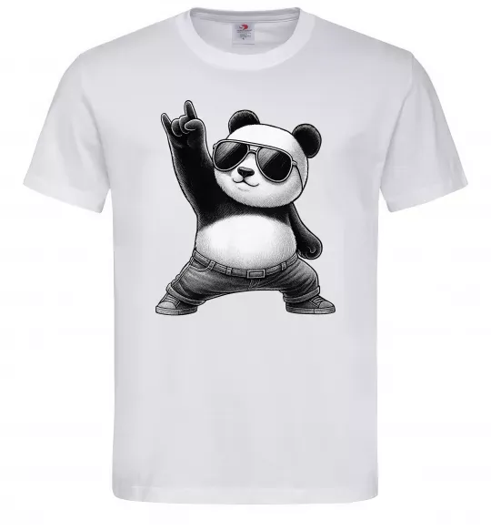 Чоловіча футболка Панда рок Білий фото