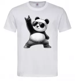 Мужская футболка Панда рок Белый фото