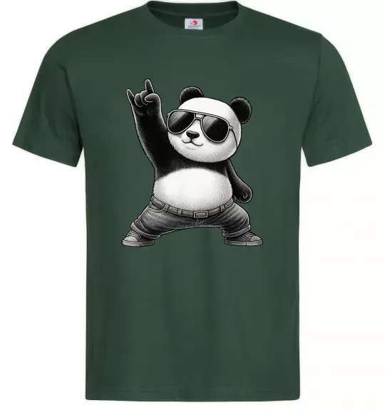 Чоловіча футболка Панда рок Темно-зелений фото