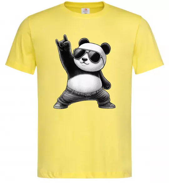 Чоловіча футболка Панда рок Лимонний фото