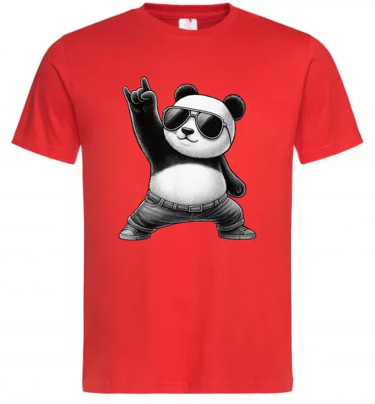 Чоловіча футболка Панда рок Червоний фото