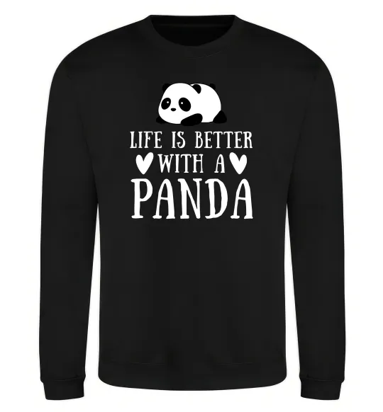 Світшот Life is better with a panda Чорний фото