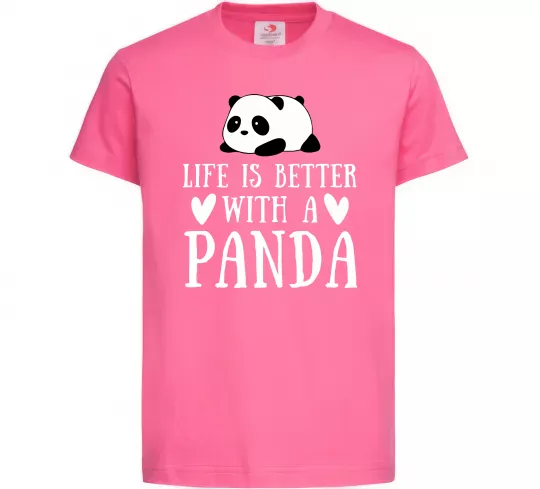 Дитяча футболка Life is better with a panda Яскраво-рожевий фото